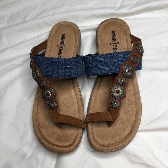 minnetonka denim sandals